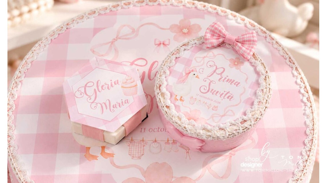 Trusou Botez Fetiță Silly Goose Gâsculiță Roz Personalizată 12